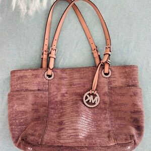 Michael Kors Textured Shoulder Bag in Brown and Pink
